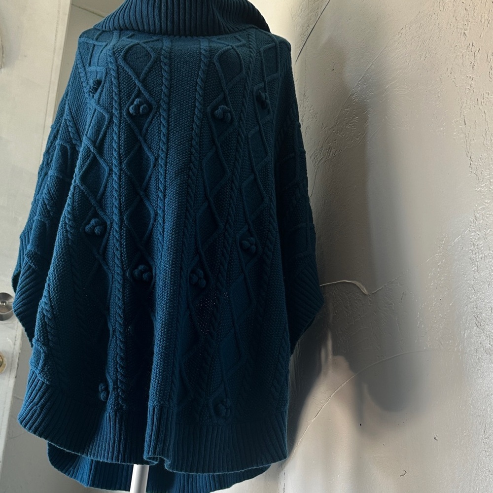 Talbots Deep Blue Knit Poncho - Picture 8 of 10